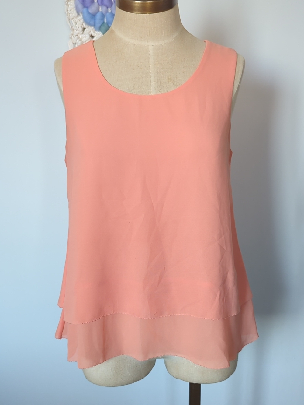 Uniqlo layered sleeveless blouse orange size S